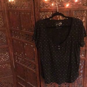 Free People Black Short Sleeve Henley